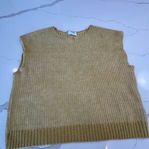 Mustard Yellow Sleeveless Knit Sweater